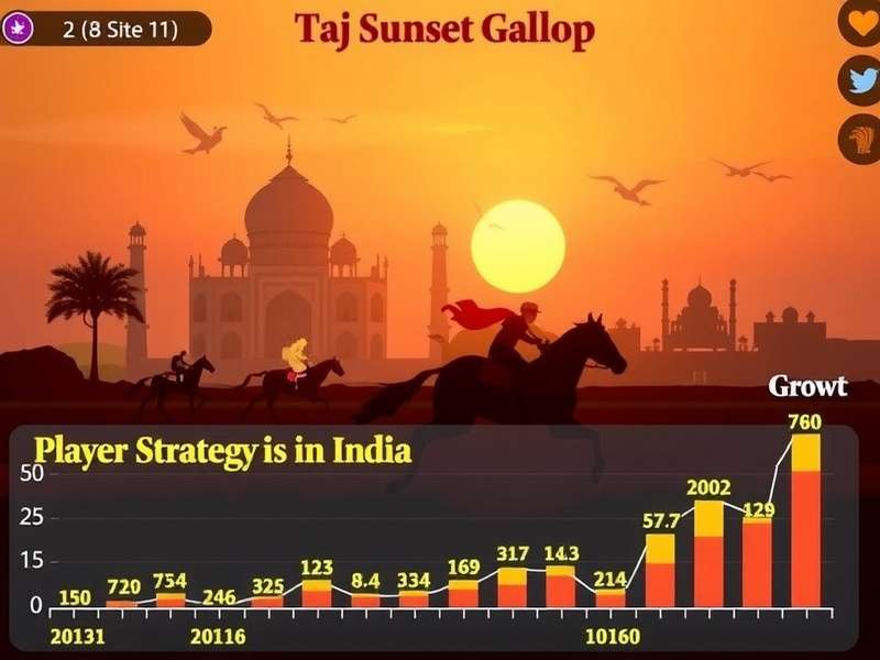 Taj Sunset Gallop gameplay screenshot showing horse racing at sunset